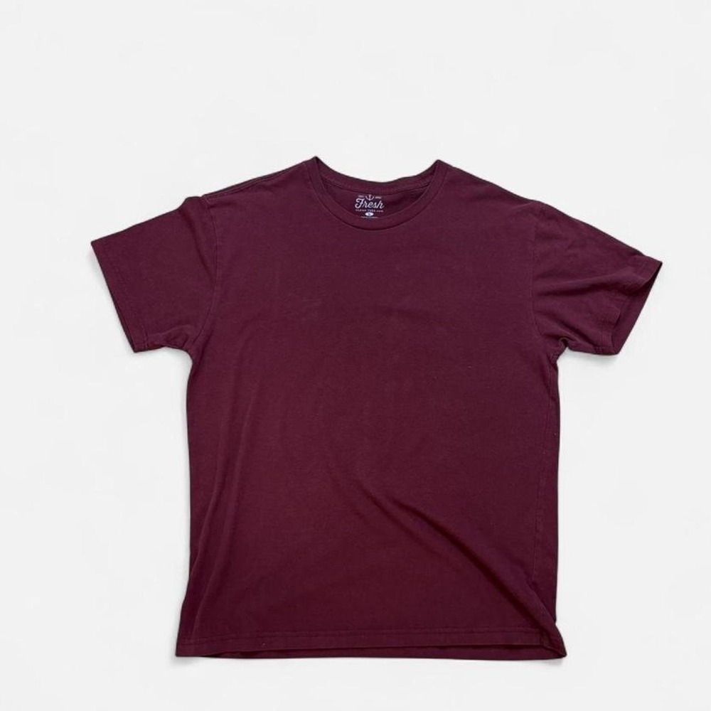 Fresh Clean Tees Crew Neck T-Shirt Mens Large Burgundy Cotton Blend